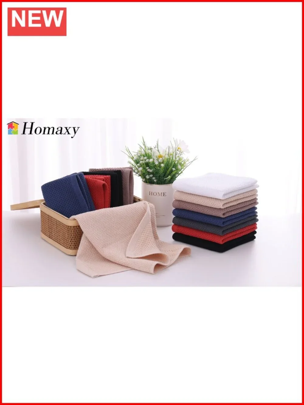 100% Cotton Waffle Weave Kitchen Dish Cloths 6 Pack Absorbent